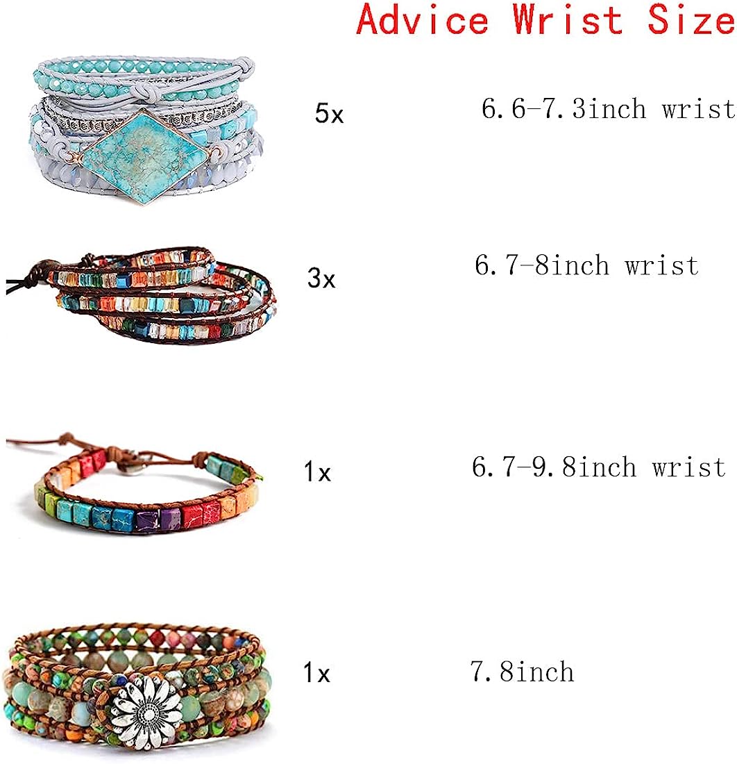 YGLINE Boho Handmade Wrap Leather Tube Crystal Stone Bracelet for Women - Image 5